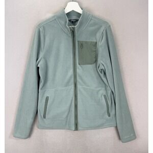 Eddie Bauer Women's L Mint Green Full Zip Thumb Hole Chest Pocket Fleece Sweater